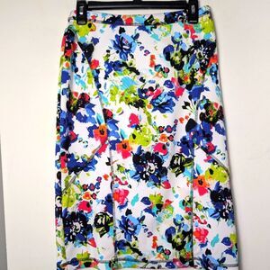 Nicole miller skirt Colorful abstract artsy sz M office church academia